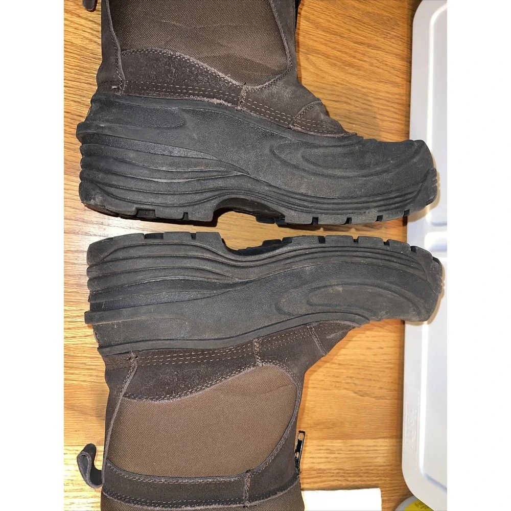 Ranger Mens Brown Suede Winter‎ Snow Boots Waterproof Rubber Shell Front Zip 11